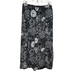 Gudrun Sjoden Blue & Gray Floral Bird Maxi Skirt Medium